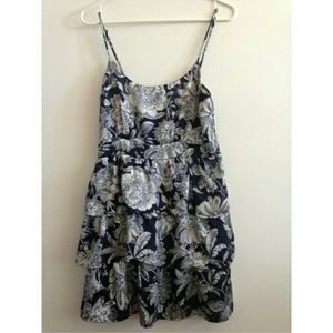 Flirty ruffled navy and white dress