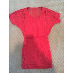 BISOU BISOU Red Lace Cinch Waist Dress Size 6