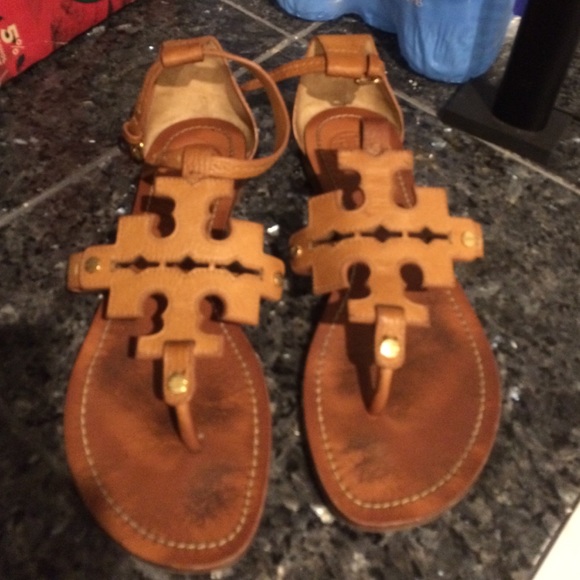 Tory burch brown leather sandals