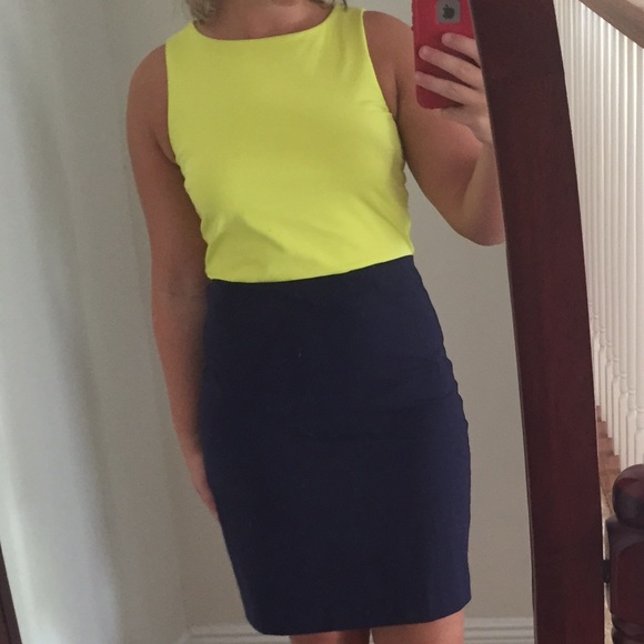 CYNTHIA ROWLEY Neon & Navy Colorblock Dress Size S