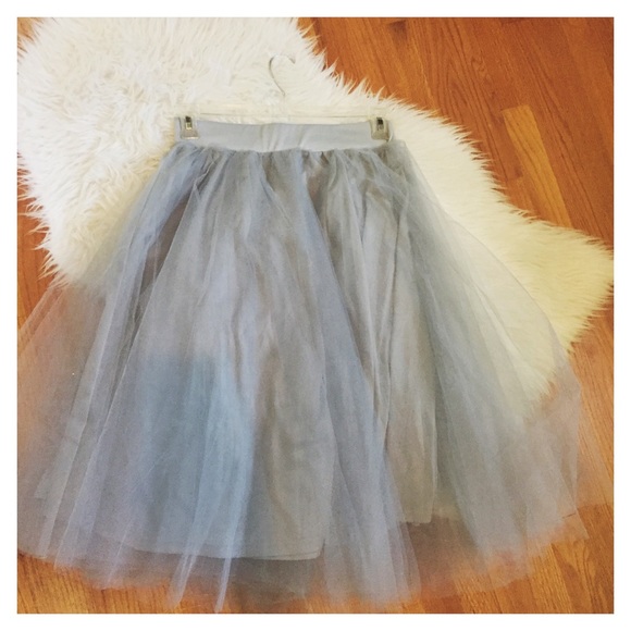 Silver Midi Tulle Skirt