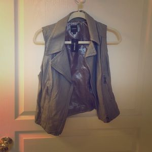 Express grey leather vest