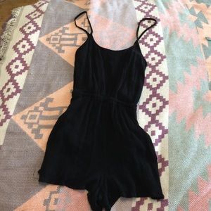 Black mini open back romper