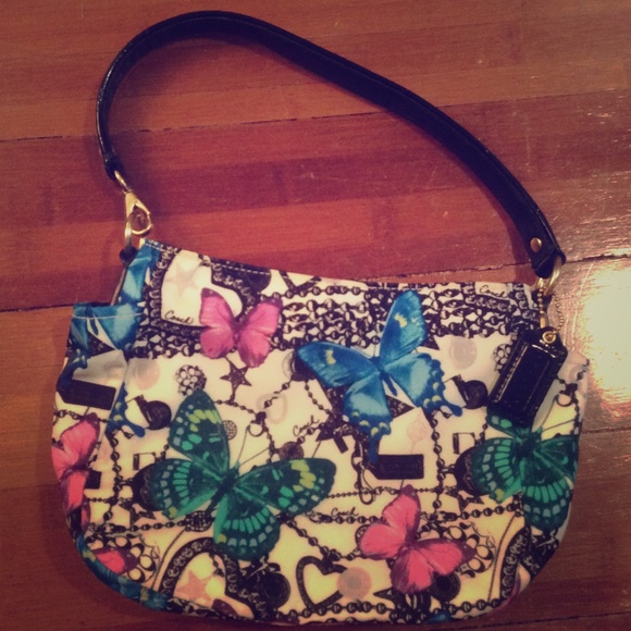 Small Coach White Butterfly Purse