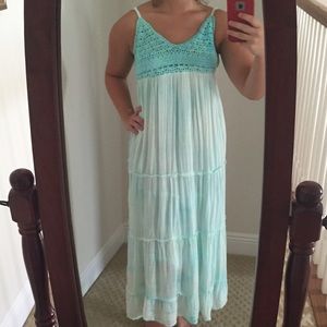 RAVIYA Crochet Mermaid Blue Maxi Dress Size S