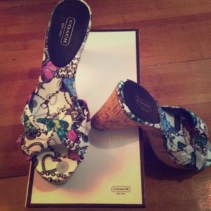 Coach Butterfly Slides with Cork Heel