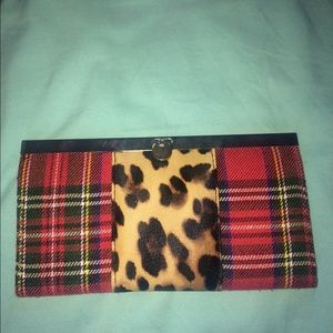 Leopard & plaid clutch wallet