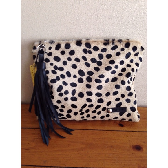 The Mini Rho Calf Hair Leopard Clutch - Picture 2 of 2