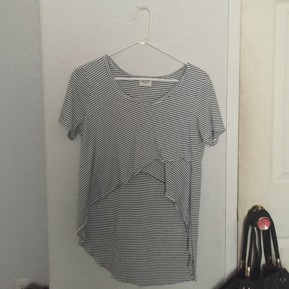 A high to low stripped top
