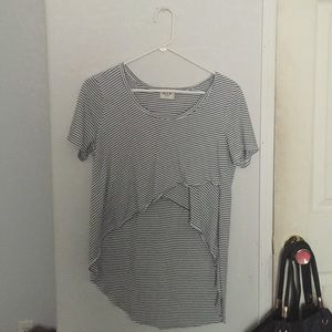 A high to low stripped top