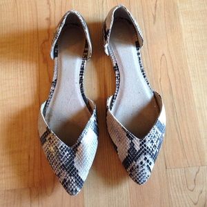 Faux snake skin flats