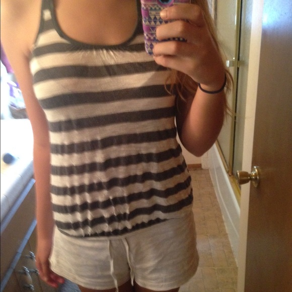 Grey and white stripped tank top