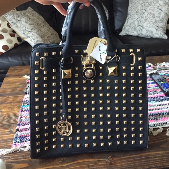 Black studded handbag