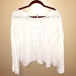 white long-sleeved blouse