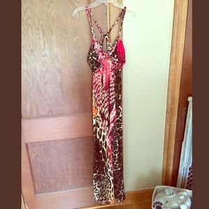 V-neck with open back maxi dress.