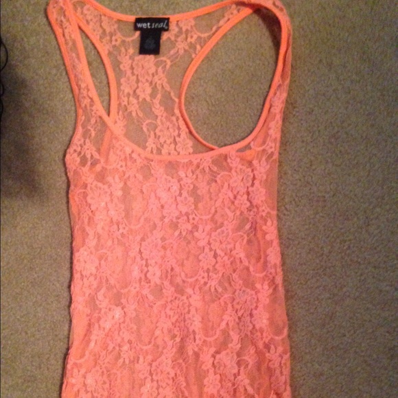 Orange lace tank top