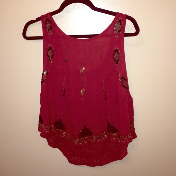 red free people blouse