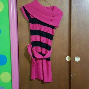 Pink and black sweater dress
