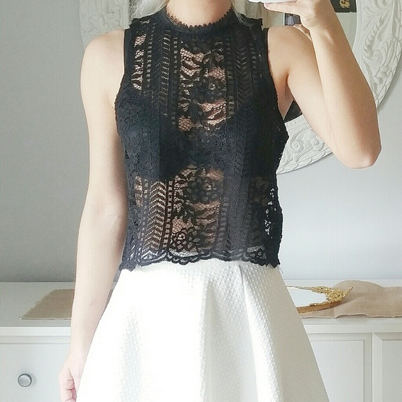 Boutique Tops - Endless Rose Black Sleeveless Tank Top Lace Blouse
