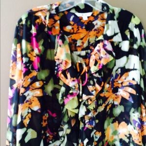 Cabi ruffle floral blouse medium tie front boho