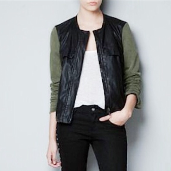 Zara Jackets & Blazers - Zara combined sleeve faux leather jacket