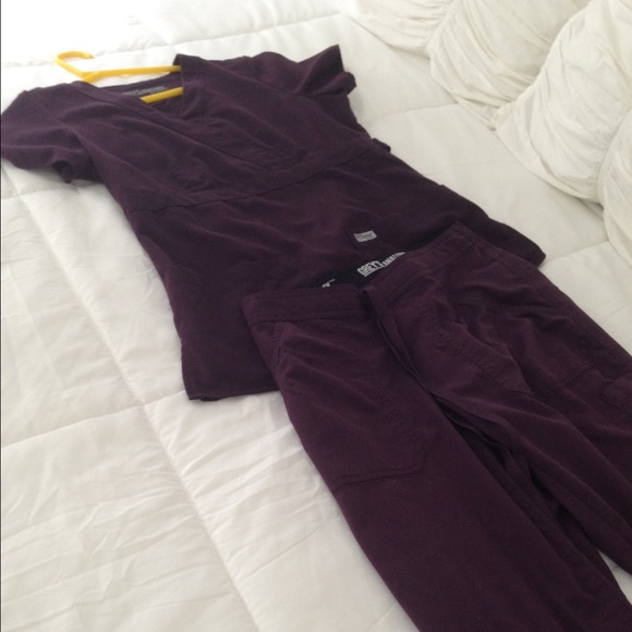 Plum colored Greys Anatomy scrub set