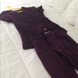 Plum colored Greys Anatomy scrub set