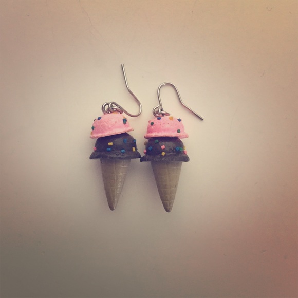 Ice cream cone dangle earrings.