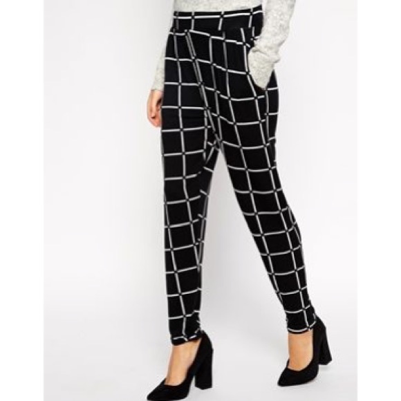 SOLD ASOS Jersey High Waisted Grid Trousers - Picture 2 of 4