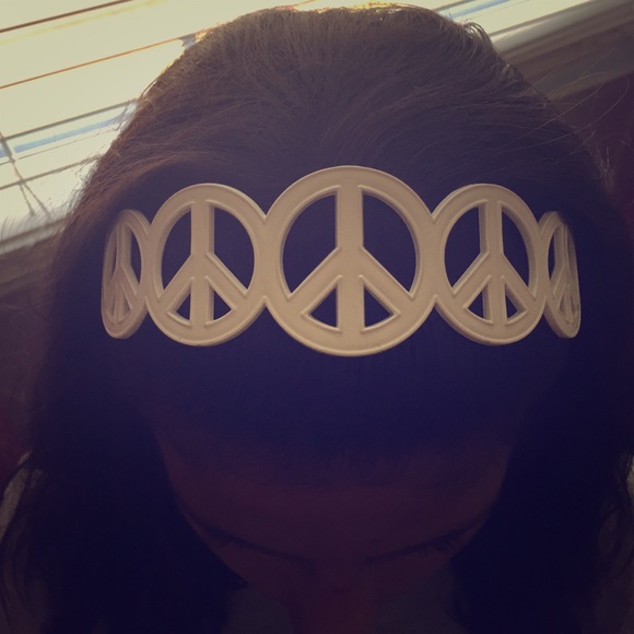 White peace sign headband.