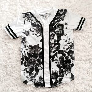 Floral printed baseball jersey. Worn ONCE.
