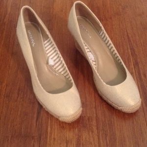 Merona Gold/Neutral Linen Wedge Espadrilles
