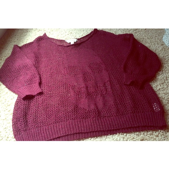 Burgundy skull knit sweater