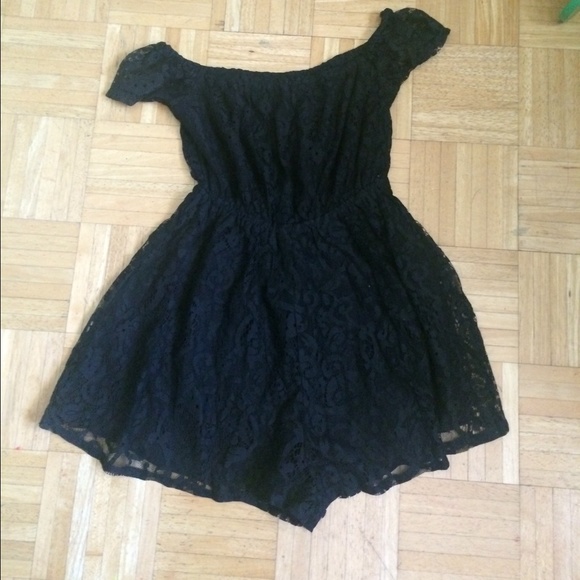 LF black lace romper
