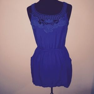 Adorable Blue Dress with Crochet and Pockets