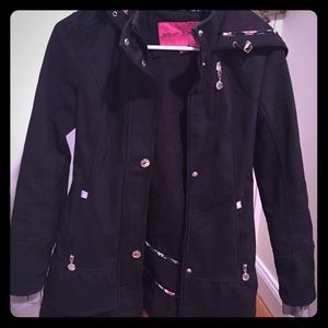 Ruffled peplum rain jacket