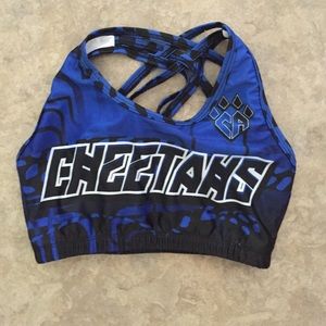 blue cheetah sports bra
