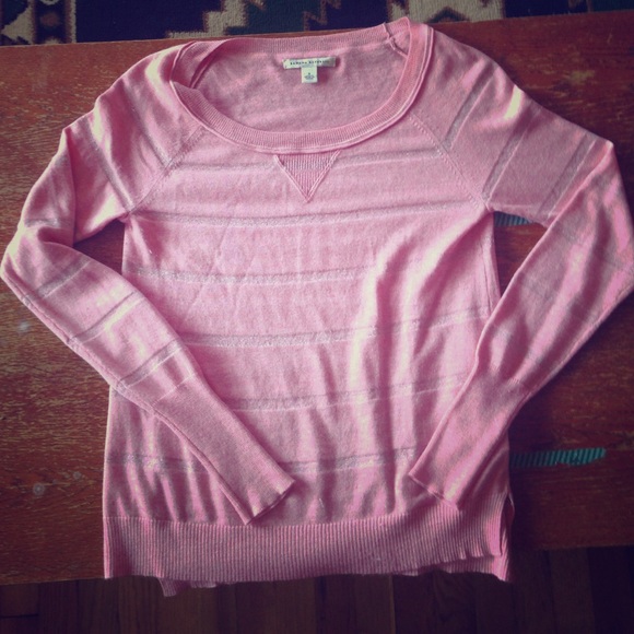Banana Republic Pink sweater with silver stripes