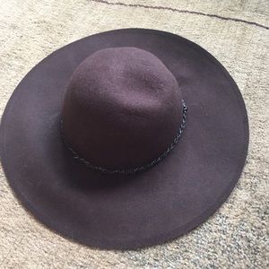 Brown Felt Wide Brim Hat