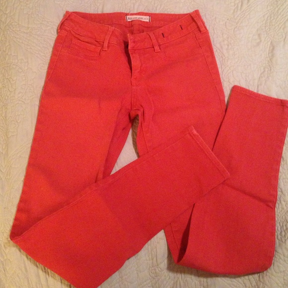 Coral denim leggings