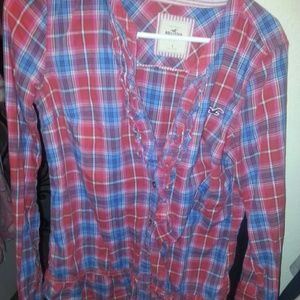 Hollister plaid red and blue shirt