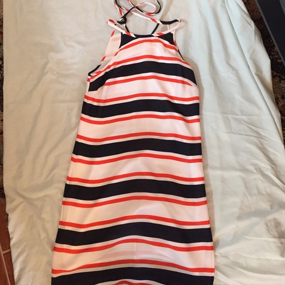 Striped blue white and orange dress