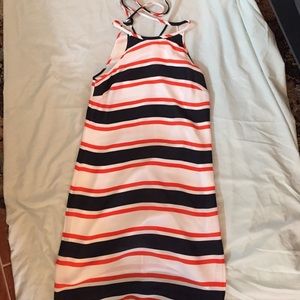 Striped blue white and orange dress