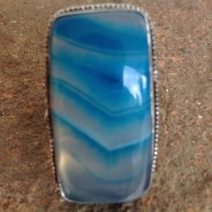 Huge blue laced Onyx 925 Ring