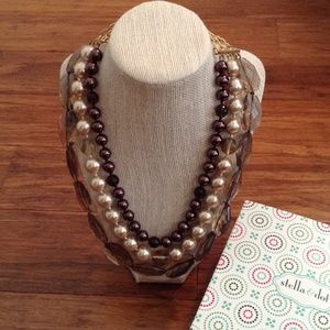 Stella & Dot Triple Strand Smoky Quartz Necklace