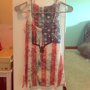 American flag antler tank top