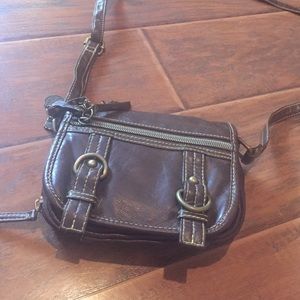 Dark Brown Faux Leather Crossbody Bag