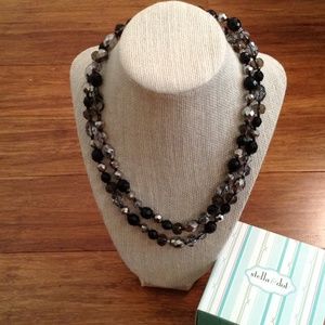 Stella & Dot Greta Black Silver Smoky Necklace