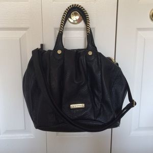 Steve Madden Black Satchel with Gold Hardware