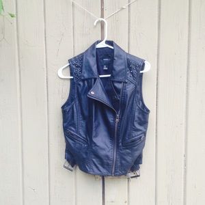 Leather biker jacket vest